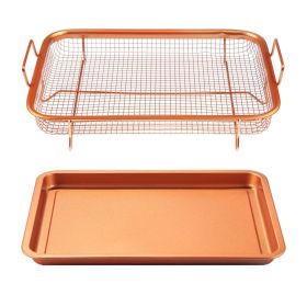 Non-Stick Crisper Tray Set - Air Fry Pan, Grill Basket, Oven Dishwasher Safe - Oil Free!