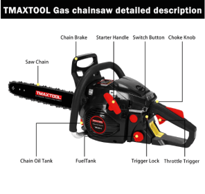 TMAXTOOL 62cc Powerful 20 Inch Gas Chainsaw With 2 Stroke - Perfect For Pruning