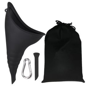 Portable Silicone Urinal For Women; Reusable; Dewable; Emergency Urinal In Car; Emergency Urinal With Hook And Catheter; With Waterproof Storage (Color: Black)