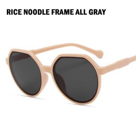 Fashion Style All-match Trend Sunglasses Personalized Round Frame Sunglasses Ins Trend Candy Color Big Frame Sunglasses (Frame Color: As Pricture, Lenses Color: Beige Gray)