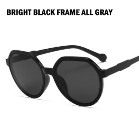 Fashion Style All-match Trend Sunglasses Personalized Round Frame Sunglasses Ins Trend Candy Color Big Frame Sunglasses (Frame Color: As Pricture, Lenses Color: Black Gray)