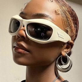Cyberpunk Y2K Sunglasses Women Sport Sun Glasses for Men Sports Goggles New Fashion Cat Eye Sunglass Occhiali Da Sole Donna (Frame Color: As Picture, Lenses Color: white)