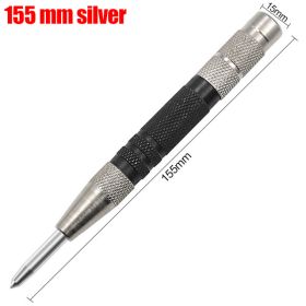 128/155mm Centre Punch General Automatic Punch Woodworking Metal Drill Adjustable Spring Loaded Automatic Punch Hand Tools Sets (Color: 128mm silver1)
